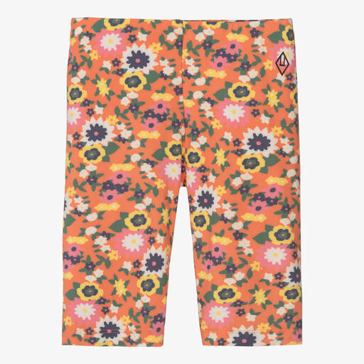 The Animals Observatory-Teen Girls Orange Floral Cycling Shorts | Childrensalon