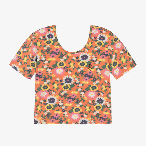 The Animals Observatory-Teen Girls Orange Floral T-Shirt | Childrensalon