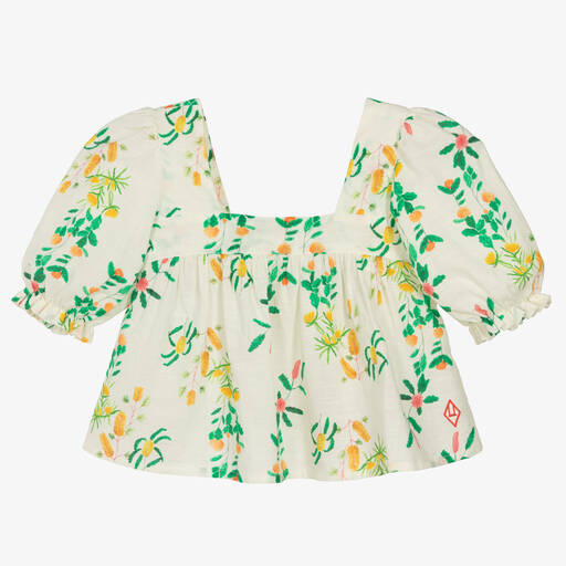 The Animals Observatory-Teen Girls White Cotton Floral Blouse | Childrensalon