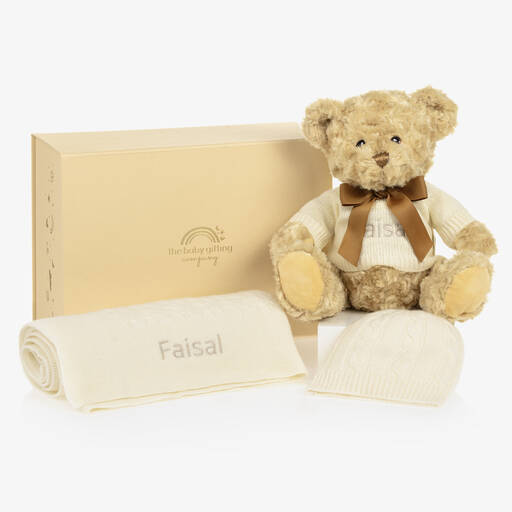 The Baby Gifting Company-Ivory Cashmere Personalised Baby Hamper | Childrensalon