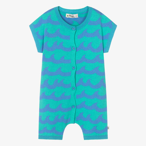 The Bonnie Mob-Baby Boys Blue Wave Cotton Knit Shortie | Childrensalon
