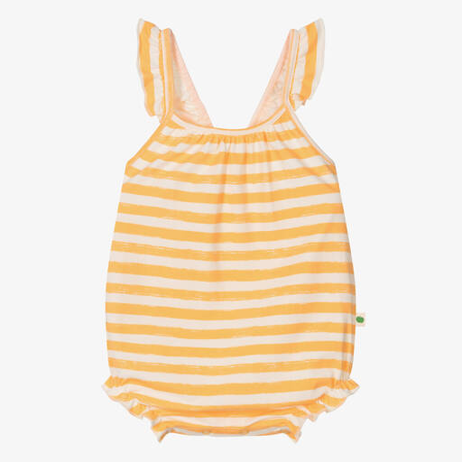 The Bonniemob-Baby Girls Orange Stripe Cotton Shortie | Childrensalon