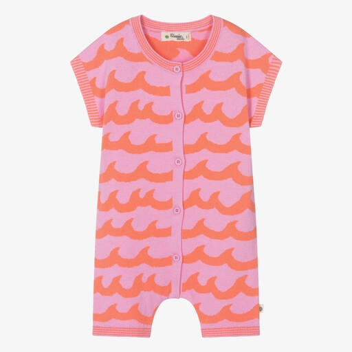The Bonnie Mob-Baby Girls Pink Wave Cotton Knit Shortie | Childrensalon