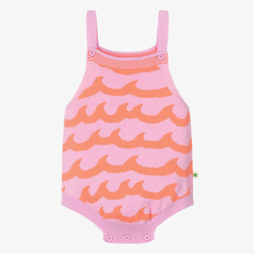 The Bonnie Mob-Baby Girls Pink Wave Cotton Knit Shortie | Childrensalon