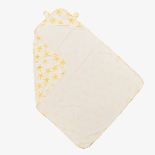 The Bonniemob-Ivory Organic Cotton Hooded Blanket (94cm) | Childrensalon