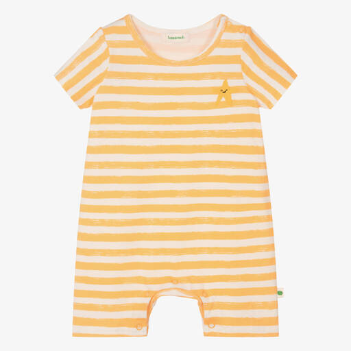 The Bonniemob-Orange Stripe Cotton Baby Shortie | Childrensalon