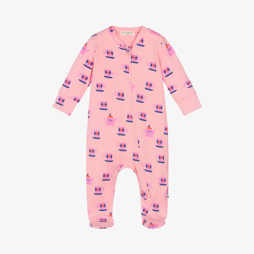 The Bonniemob-Girls Pink Organic Cotton Babygrow | Childrensalon