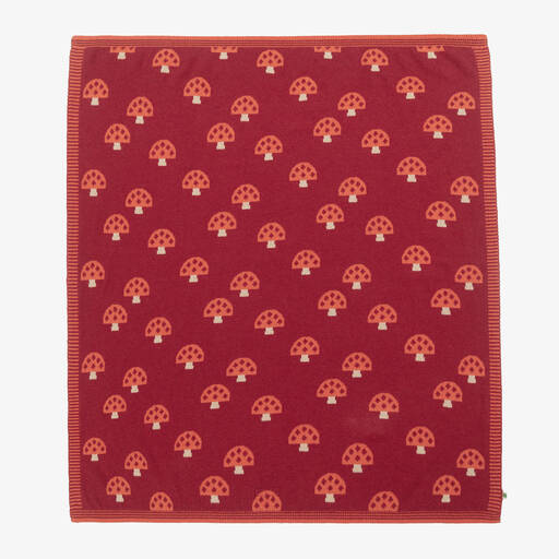 The Bonniemob-Red Mushroom Cotton & Cashmere Blanket (83cm) | Childrensalon