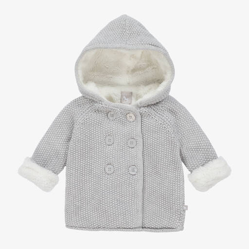 The Little Tailor-Grey Knitted Baby Pram Coat | Childrensalon