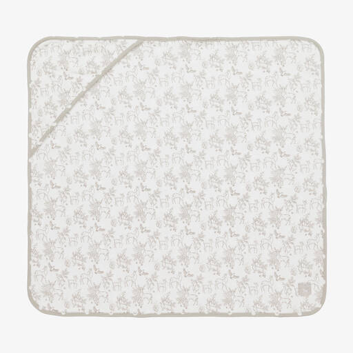 The Little Tailor-Grey Woodland Print Reversible Blanket (69cm) | Childrensalon