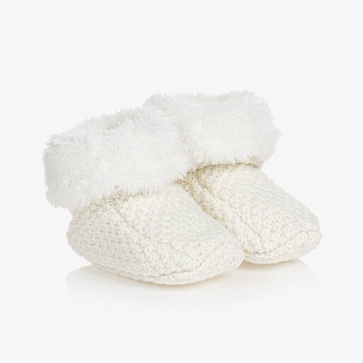 The Little Tailor-Ivory Knitted Baby Booties | Childrensalon
