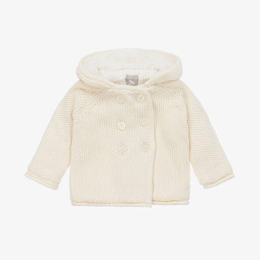 The Little Tailor-Ivory Knitted Cotton Pram Coat | Childrensalon