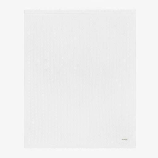 The Little Tailor-White Knitted Baby Blanket (108cm) | Childrensalon