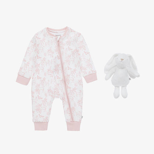 The Little Tailor-White & Pink Cotton Babysuit Gift Set | Childrensalon