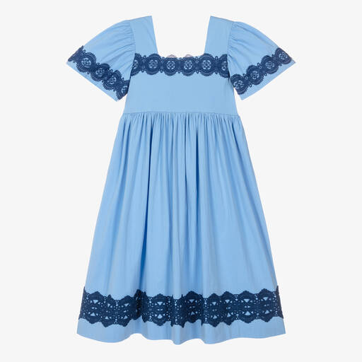 The Middle Daughter-Teen Girls Blue Cotton Dress | Childrensalon