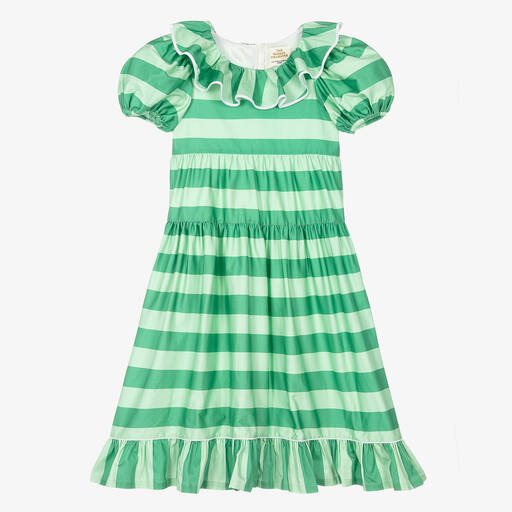 The Middle Daughter-Teen Girls Green Striped Cotton Dress | Childrensalon