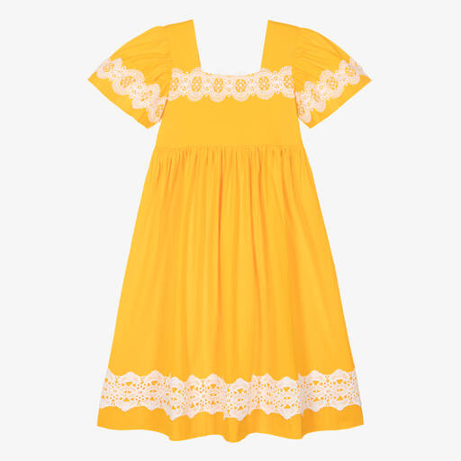 The Middle Daughter-Teen Girls Orange Cotton Dress | Childrensalon