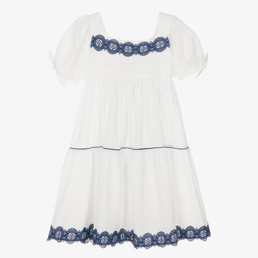 The Middle Daughter-Teen Girls White Tiered Cotton Dress | Childrensalon