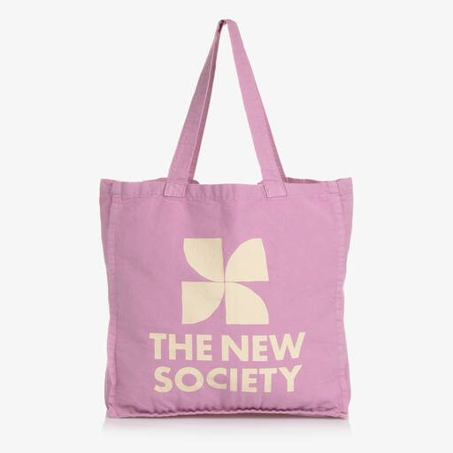 The New Society-حقيبة قطن كانفاس لون بنفسجي للبنات (35 سم) | Childrensalon