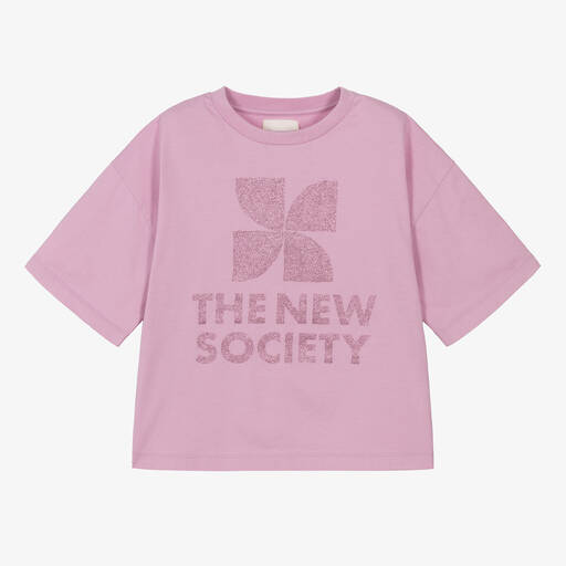 The New Society-Girls Purple Cotton Jersey T-Shirt | Childrensalon