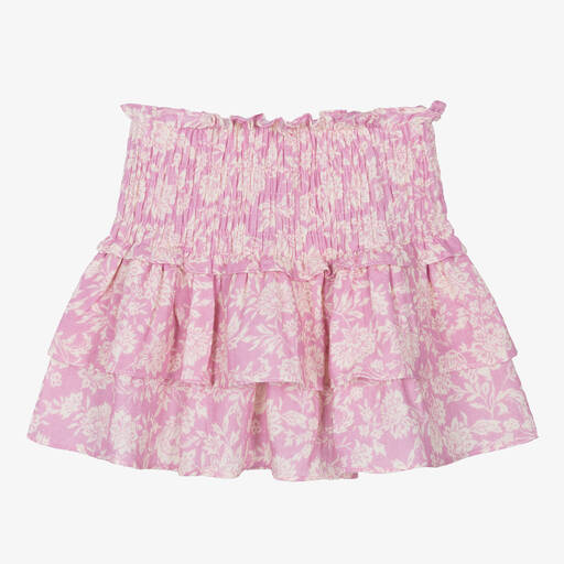 The New Society-Girls Purple Floral Cotton Ruffle Skirt | Childrensalon