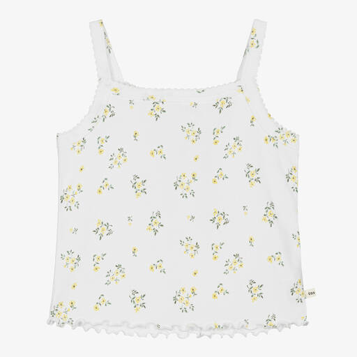 The New Society-Girls White Cotton Jersey Floral T-Shirt | Childrensalon
