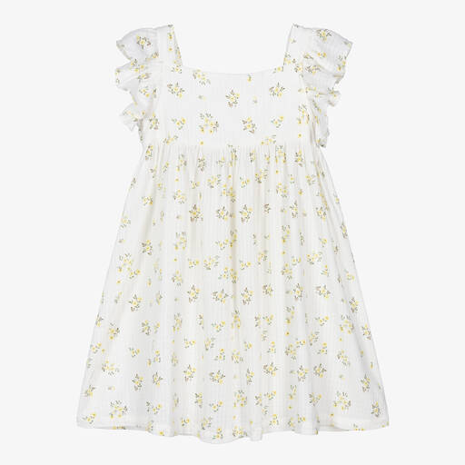 The New Society-Girls White Floral Cotton Dress | Childrensalon