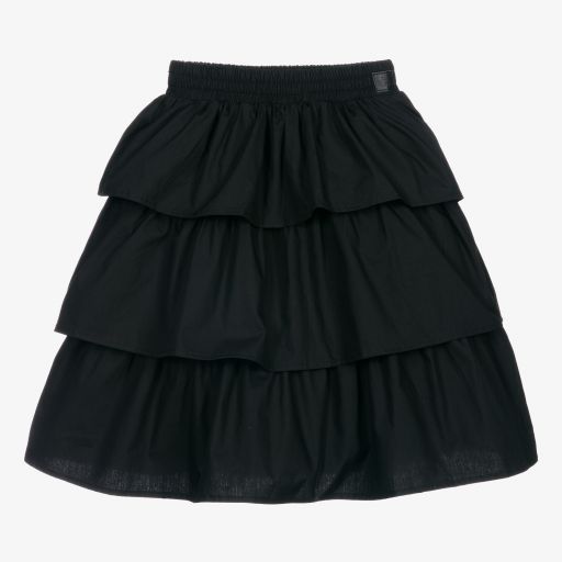 The Tiny Universe-Black Ruffled Cotton Skirt | Childrensalon
