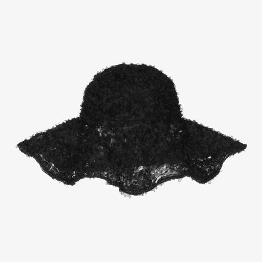 The Tiny Universe-Girls Black Floral Tulle Sun Hat | Childrensalon