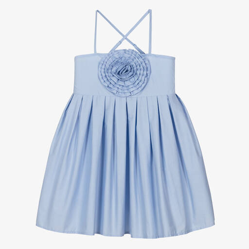 The Tiny Universe-Girls Blue Cotton Sun Dress | Childrensalon