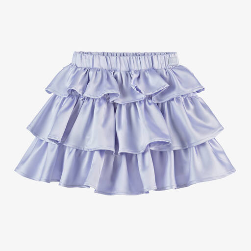 The Tiny Universe-Girls Lilac Purple Satin Ruffle Skirt | Childrensalon