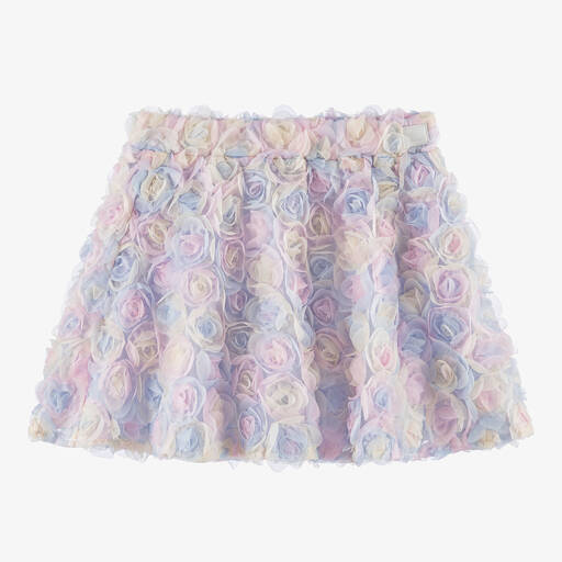 The Tiny Universe-Girls Pastel Blue Tulle Flower Skirt | Childrensalon