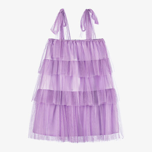 The Tiny Universe-Girls Purple Tiered Tulle Dress | Childrensalon