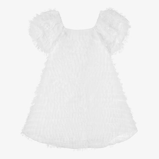 The Tiny Universe-Girls White Tulle Puffed Sleeve Dress | Childrensalon