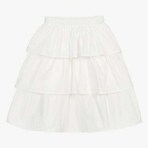 The Tiny Universe-White Ruffled Cotton Skirt | Childrensalon