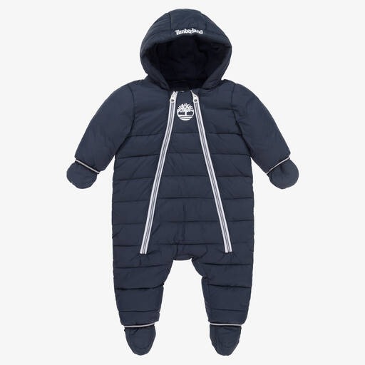Timberland-Baby Boys Navy Blue Padded Snowsuit | Childrensalon