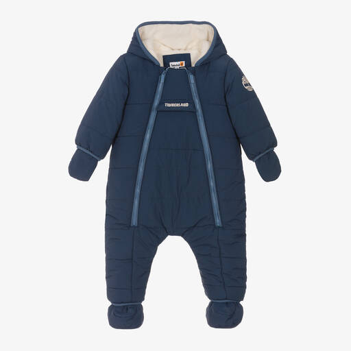 Timberland-Baby Boys Navy Blue Padded Snowsuit | Childrensalon