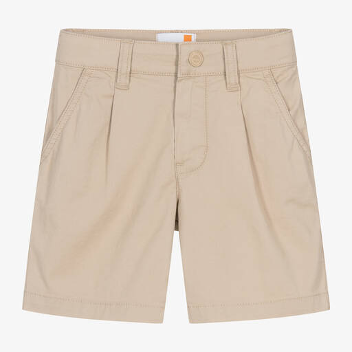 Timberland-Boys Beige Cotton Chino Shorts  | Childrensalon