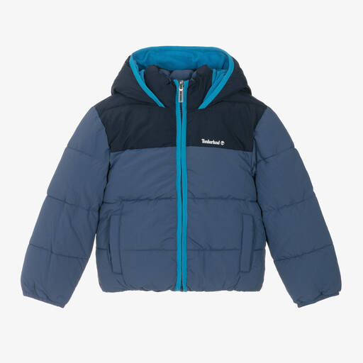 Timberland-Boys Blue Hooded Puffer Jacket | Childrensalon