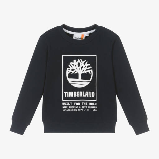 Timberland-Boys Blue Organic Cotton Sweatshirt | Childrensalon