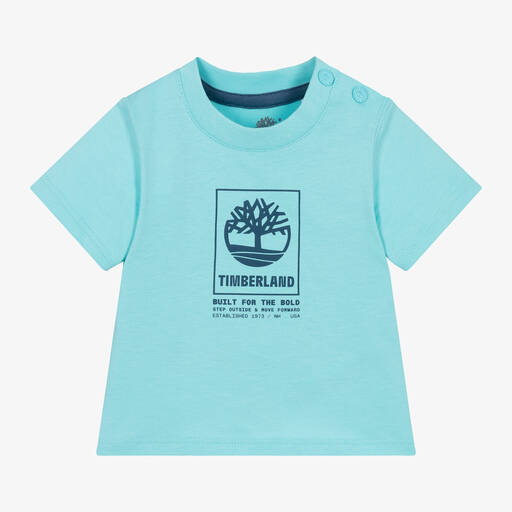 Timberland-Boys Blue Organic Cotton T-Shirt | Childrensalon