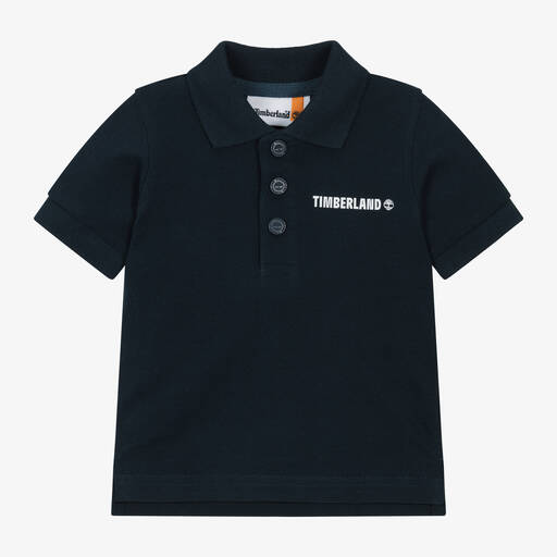 Timberland-Boys Navy Blue Organic Cotton Polo Shirt | Childrensalon