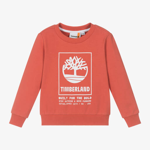 Timberland-Boys Orange Organic Cotton Sweatshirt | Childrensalon