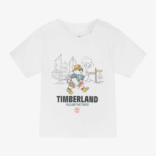 Timberland-Boys White Cotton T-Shirt | Childrensalon