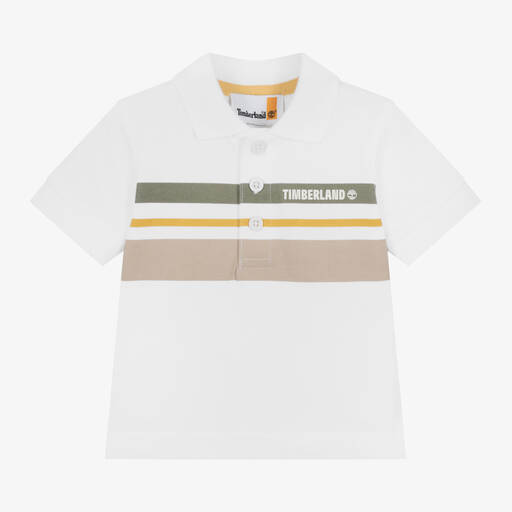 Timberland-Boys White Organic Cotton Polo Shirt | Childrensalon
