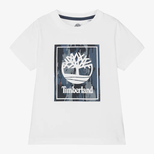 Timberland- Boys White Organic Cotton T-Shirt | Childrensalon