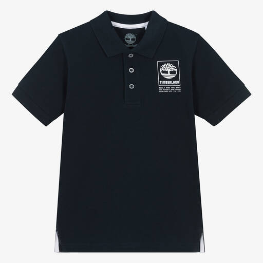 Timberland-Teen Boys Blue Organic Cotton Polo Shirt | Childrensalon