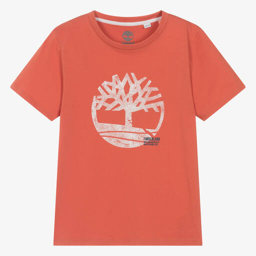 Timberland-Teen Boys Orange Organic Cotton T-Shirt | Childrensalon