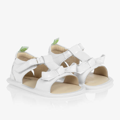 Tip Toey Joey-Baby Girls White Leather Sandals | Childrensalon