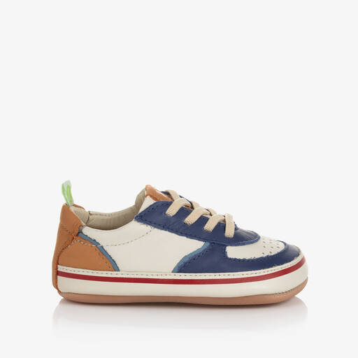 Tip Toey Joey-Blue Leather Baby Trainers | Childrensalon
